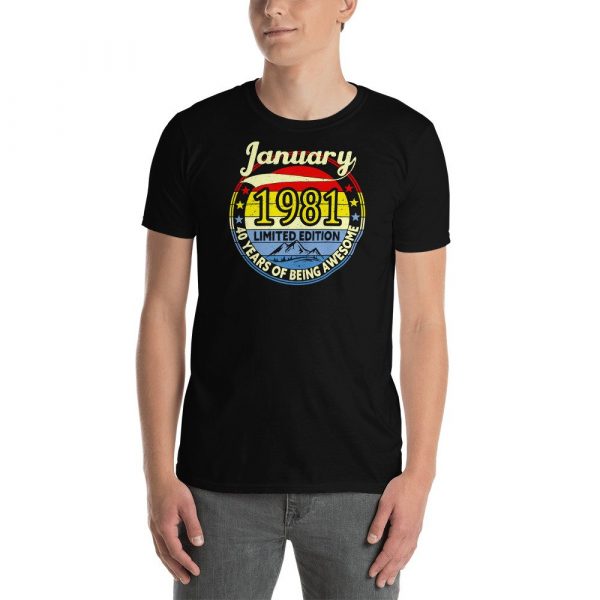 Vintage Retro January 1981 40th Birthday Gift 40 Years Old Short-Sleeve Unisex T-Shirt