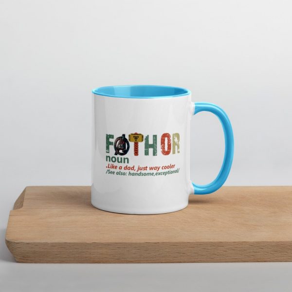 fathor dad and son,Retro Fathor  Mug with Color Inside