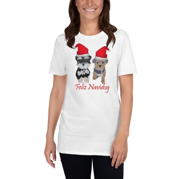 Feliz Navidog Yorkie and Schnauzer Christmas Short-Sleeve Unisex T-Shirt