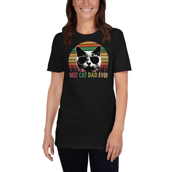 Best Cat Dad Ever Vintage Retro Cat Father's day Short-Sleeve Unisex T-Shirt