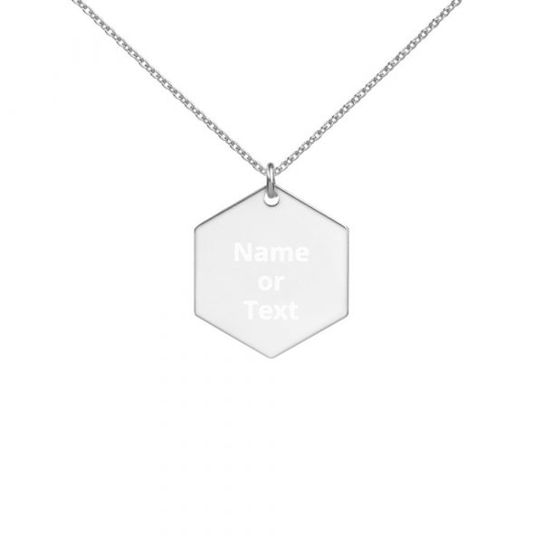 Customized Engraved Silver Hexagon Necklace Necklace Customized Name Engraved Silver Hexagon Necklace