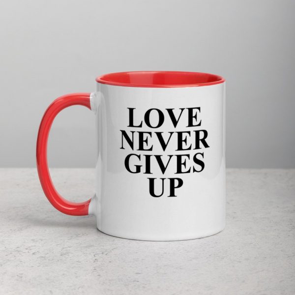 Love Never Gives Up Mug with Color Inside