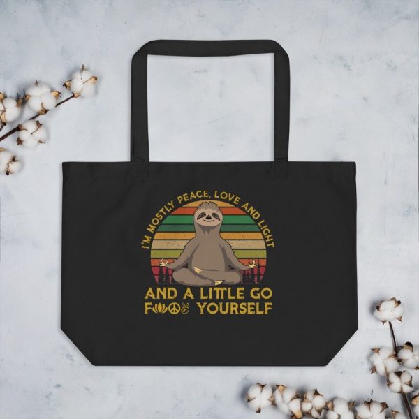 Namast'ay Away From Me - Sunset Sloth Yoga Large organic tote bag