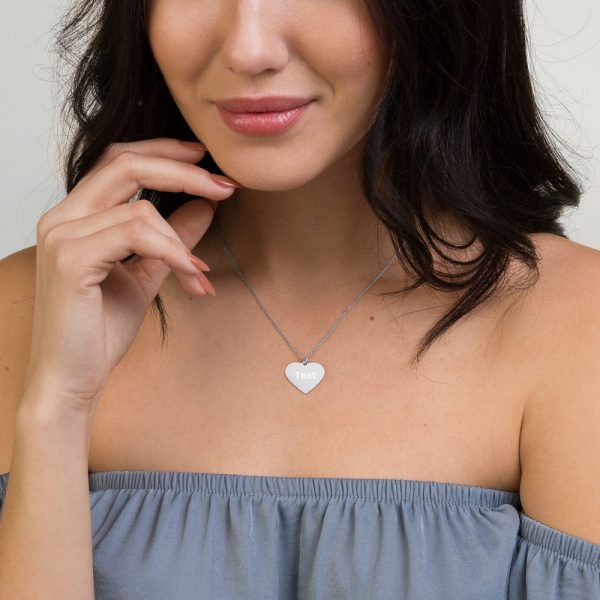 Customized Engraved Silver Heart Necklace Necklace Customized Name Engraved Silver Heart Necklace