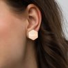 Customized Engraved Silver Hexagon Necklace Necklace Customized Name Sterling Silver Hexagon Stud Earrings