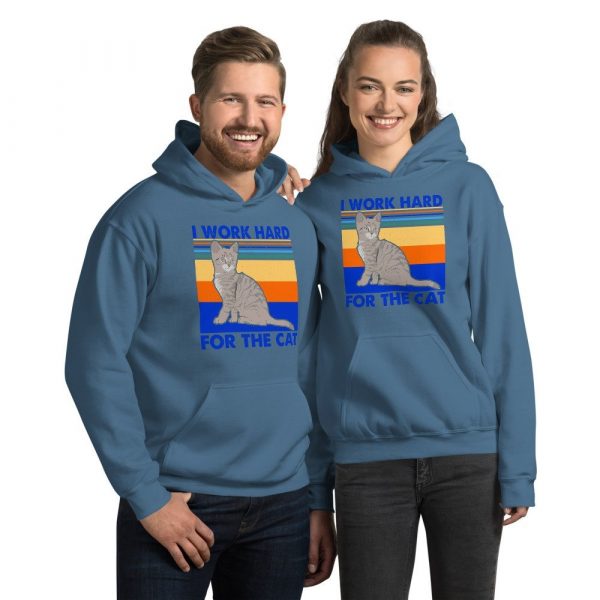 I Work Hard for The Cat Vintage Funny Cat Lover Gift Unisex Hoodie