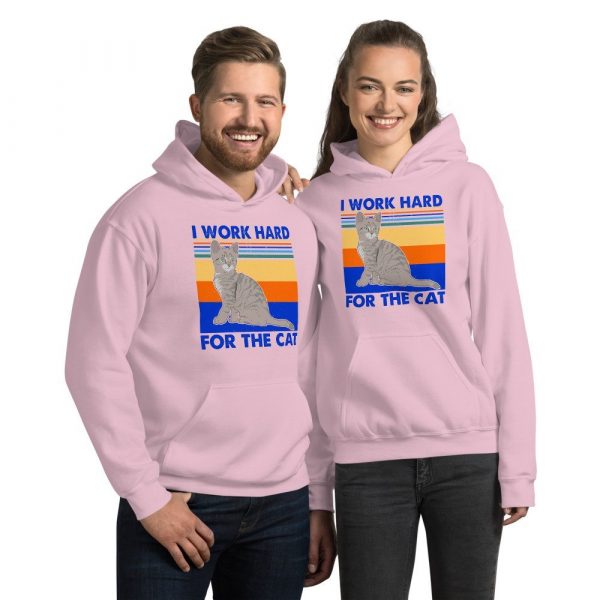 I Work Hard for The Cat Vintage Funny Cat Lover Gift Unisex Hoodie