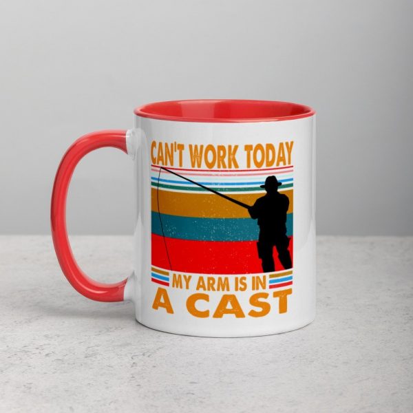 Funny I Can’t Work Today My Arm is in a Cast Fishing Mug with Color Inside