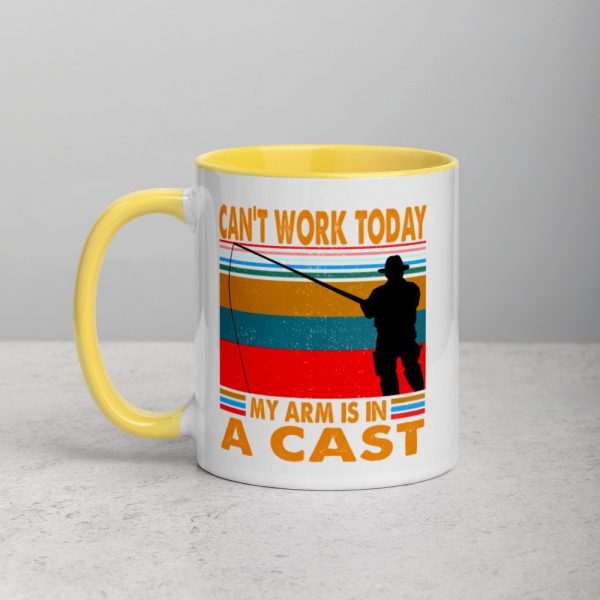 Funny I Can’t Work Today My Arm is in a Cast Fishing Mug with Color Inside