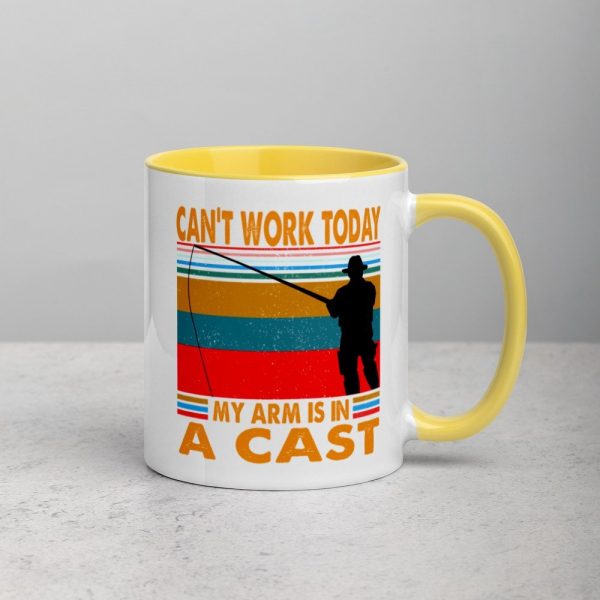 Funny I Can’t Work Today My Arm is in a Cast Fishing Mug with Color Inside