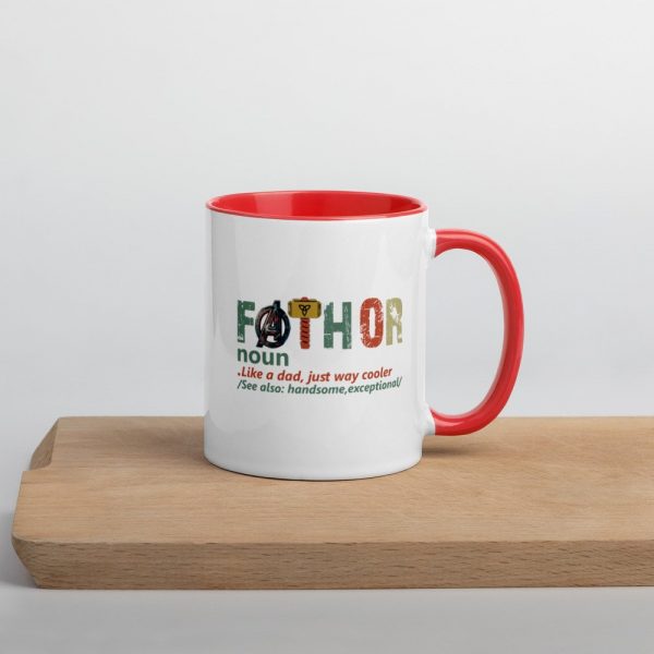 fathor dad and son,Retro Fathor  Mug with Color Inside