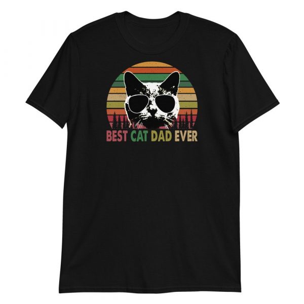 Best Cat Dad Ever Vintage Retro Cat Father's day Short-Sleeve Unisex T-Shirt
