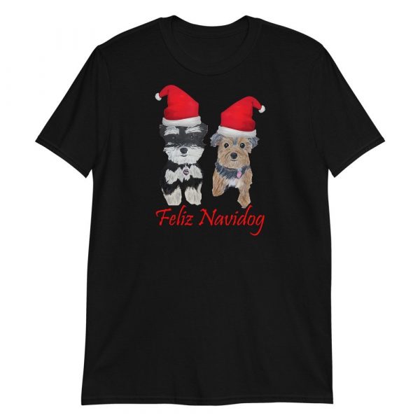 Feliz Navidog Yorkie and Schnauzer Christmas Short-Sleeve Unisex T-Shirt