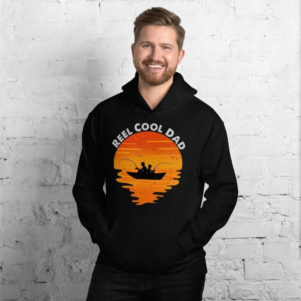 Mens Retro Reel Cool Dad Fishing Daddy Vintage Fathers Day Gift  Unisex Hoodie