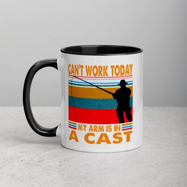Funny I Can’t Work Today My Arm is in a Cast Fishing Mug with Color Inside