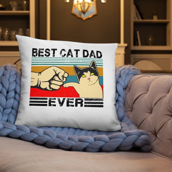 Best Cat Dad Ever  Funny Cat Daddy Father Day Gift Basic Pillow