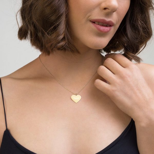 Customized Engraved Silver Heart Necklace Necklace Customized Name Engraved Silver Heart Necklace