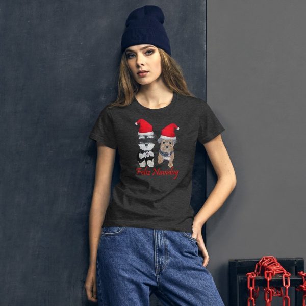Feliz Navidog Yorkie and Schnauzer Christmas Women's short sleeve t-shirt
