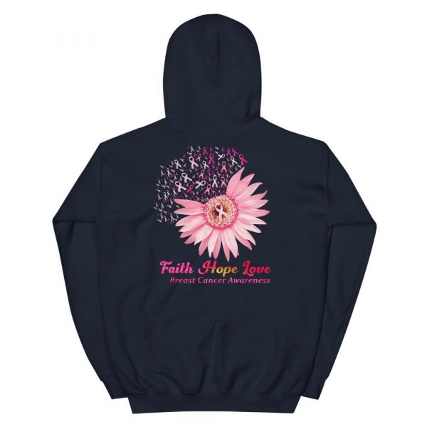 Faith Hope Love Breast Cancer Awareness Flower Pink Unisex Hoodie