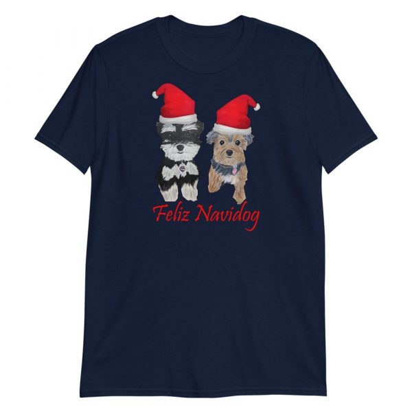 Feliz Navidog Yorkie and Schnauzer Christmas Short-Sleeve Unisex T-Shirt