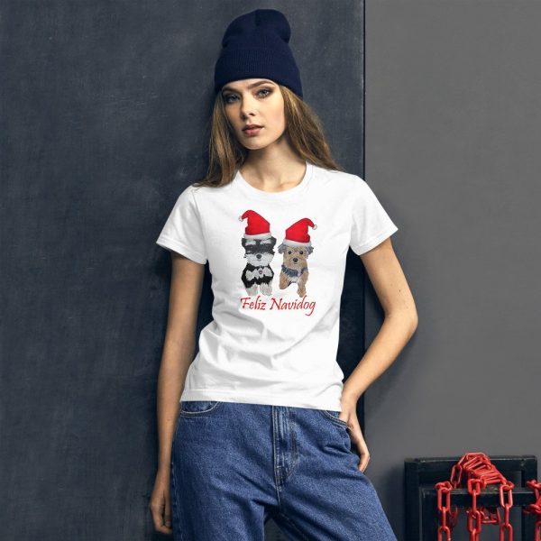 Feliz Navidog Yorkie and Schnauzer Christmas Women's short sleeve t-shirt