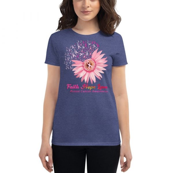 Faith Hope Love Breast Cancer Awareness Flower Pink Women's short sleeve t-shirt