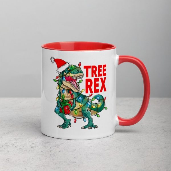 Christmas Dinosaur Tree Rex Pajamas , Tree Rex, T-Rex , Xmas Gifts Mug with Color Inside
