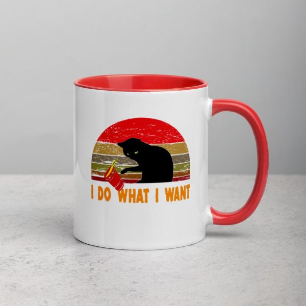 I Do What I Want cat lover Mug with Color Inside