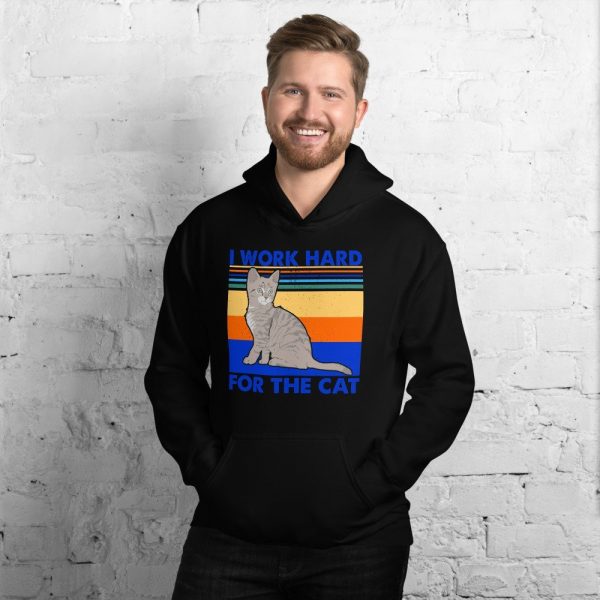 I Work Hard for The Cat Vintage Funny Cat Lover Gift Unisex Hoodie