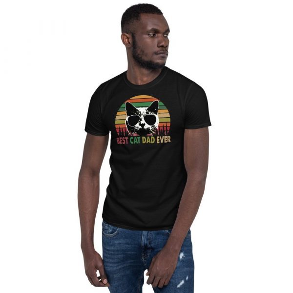 Best Cat Dad Ever Vintage Retro Cat Father's day Short-Sleeve Unisex T-Shirt