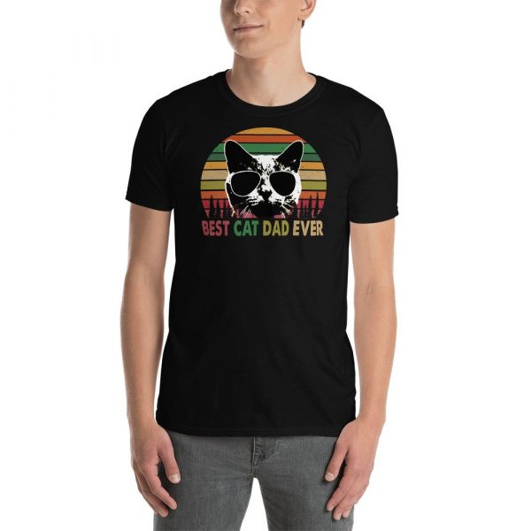 Best Cat Dad Ever Vintage Retro Cat Father's day Short-Sleeve Unisex T-Shirt
