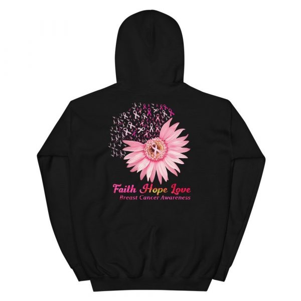 Faith Hope Love Breast Cancer Awareness Flower Pink Unisex Hoodie