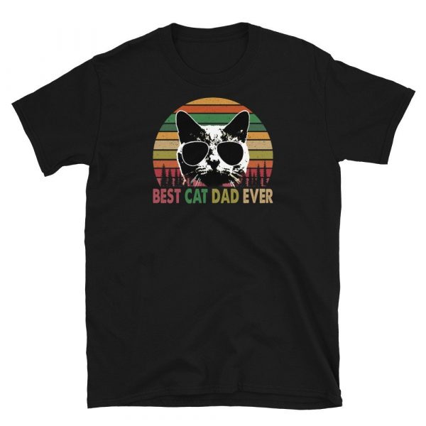 Best Cat Dad Ever Vintage Retro Cat Father's day Short-Sleeve Unisex T-Shirt