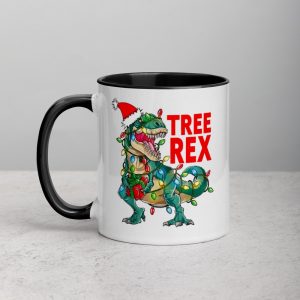 Christmas Dinosaur Tree Rex Pajamas , Tree Rex, T-Rex , Xmas Gifts Mug with Color Inside