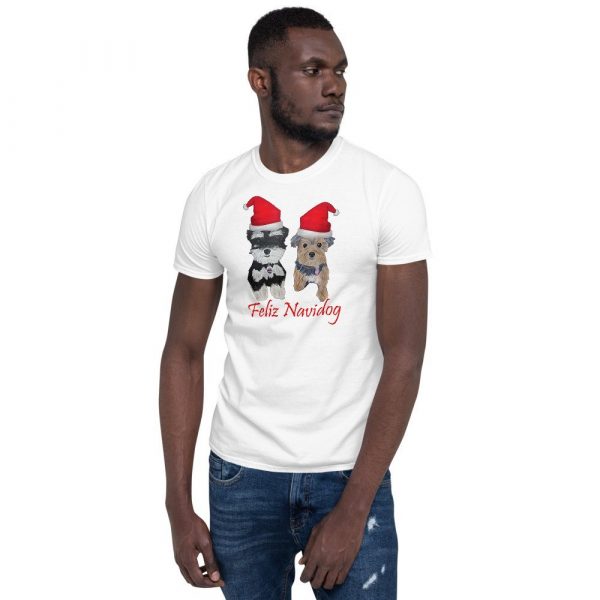 Feliz Navidog Yorkie and Schnauzer Christmas Short-Sleeve Unisex T-Shirt