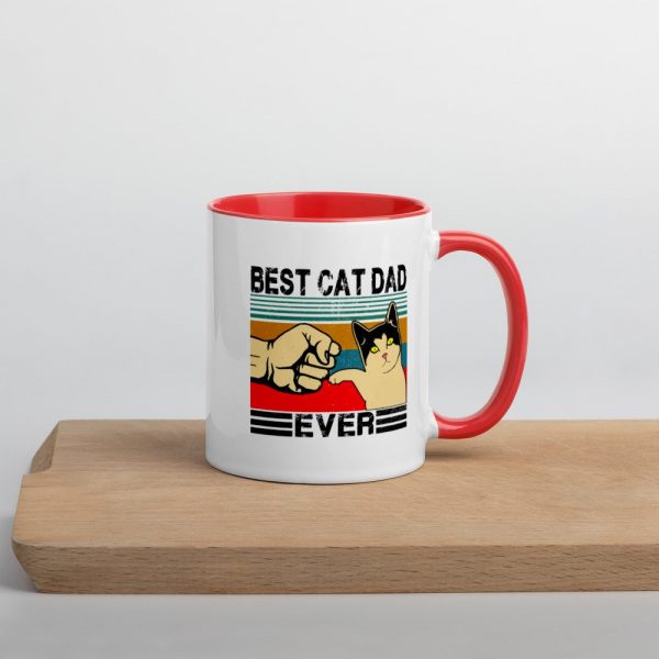 Best Cat Dad Ever  Funny Cat Daddy Father Day Gift Mug with Color Inside