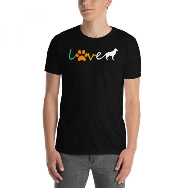 Love Blue Heeler Gift Red Australian Cattle Dog Paw Print Short-Sleeve Unisex T-Shirt