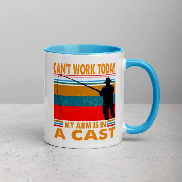 Funny I Can’t Work Today My Arm is in a Cast Fishing Mug with Color Inside