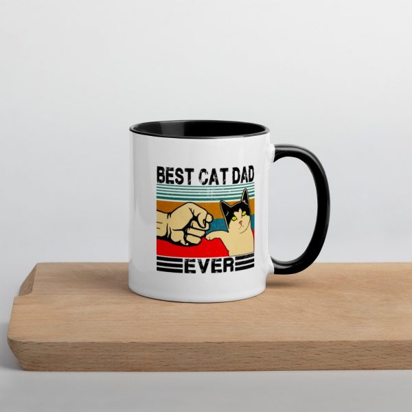 Best Cat Dad Ever  Funny Cat Daddy Father Day Gift Mug with Color Inside