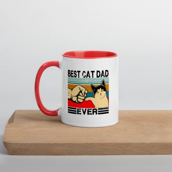 Best Cat Dad Ever  Funny Cat Daddy Father Day Gift Mug with Color Inside