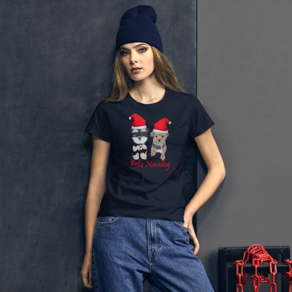 Feliz Navidog Yorkie and Schnauzer Christmas Women's short sleeve t-shirt