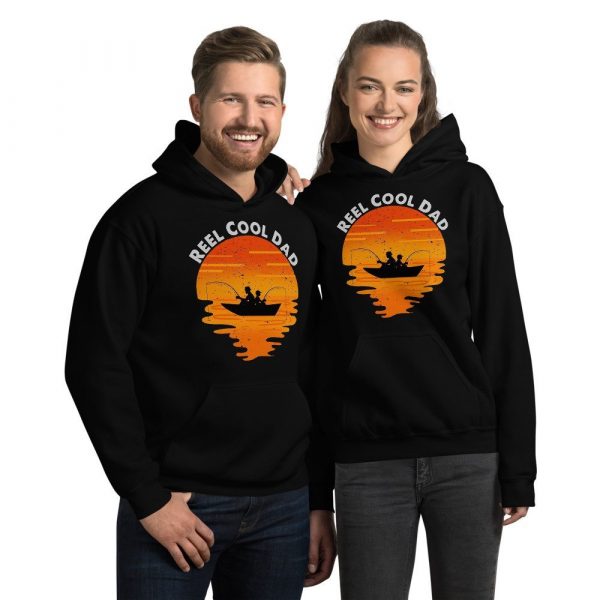 Mens Retro Reel Cool Dad Fishing Daddy Vintage Fathers Day Gift  Unisex Hoodie