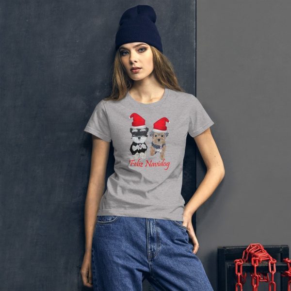 Feliz Navidog Yorkie and Schnauzer Christmas Women's short sleeve t-shirt