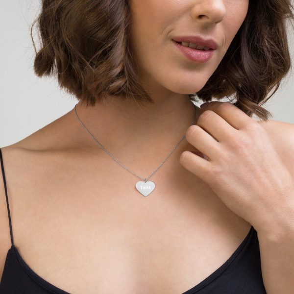 Customized Engraved Silver Heart Necklace Necklace Customized Name Engraved Silver Heart Necklace