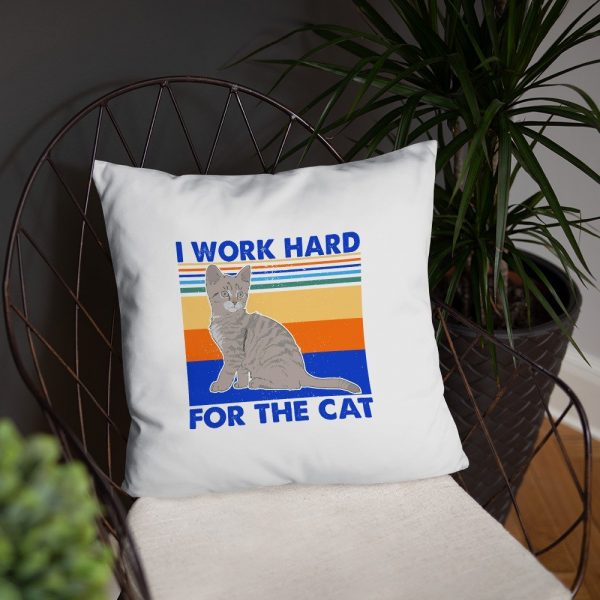 I Work Hard for The Cat Vintage Funny Cat Lover Gift Basic Pillow