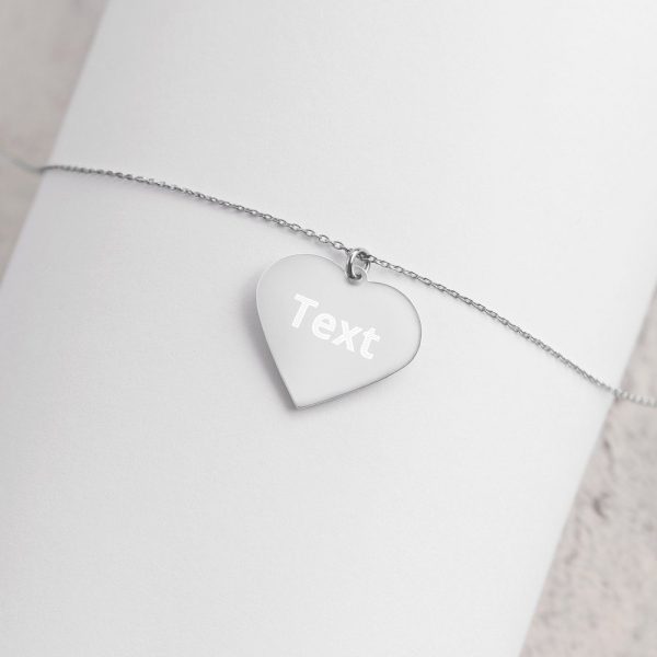 Customized Engraved Silver Heart Necklace Necklace Customized Name Engraved Silver Heart Necklace