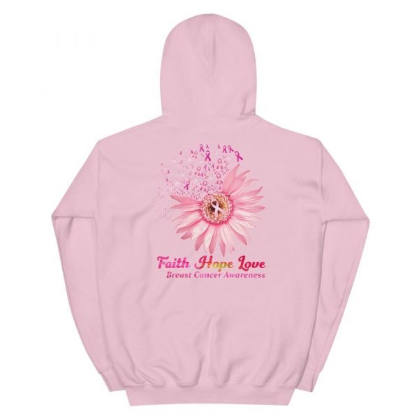 Faith Hope Love Breast Cancer Awareness Flower Pink Unisex Hoodie