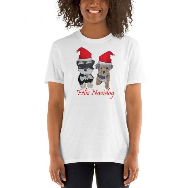 Feliz Navidog Yorkie and Schnauzer Christmas Short-Sleeve Unisex T-Shirt