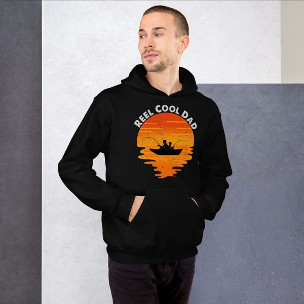 Mens Retro Reel Cool Dad Fishing Daddy Vintage Fathers Day Gift  Unisex Hoodie