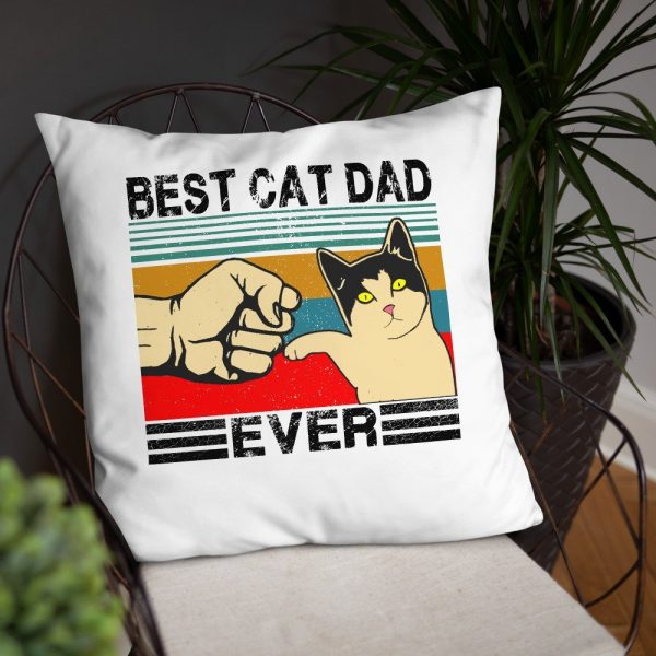 Best Cat Dad Ever  Funny Cat Daddy Father Day Gift Basic Pillow